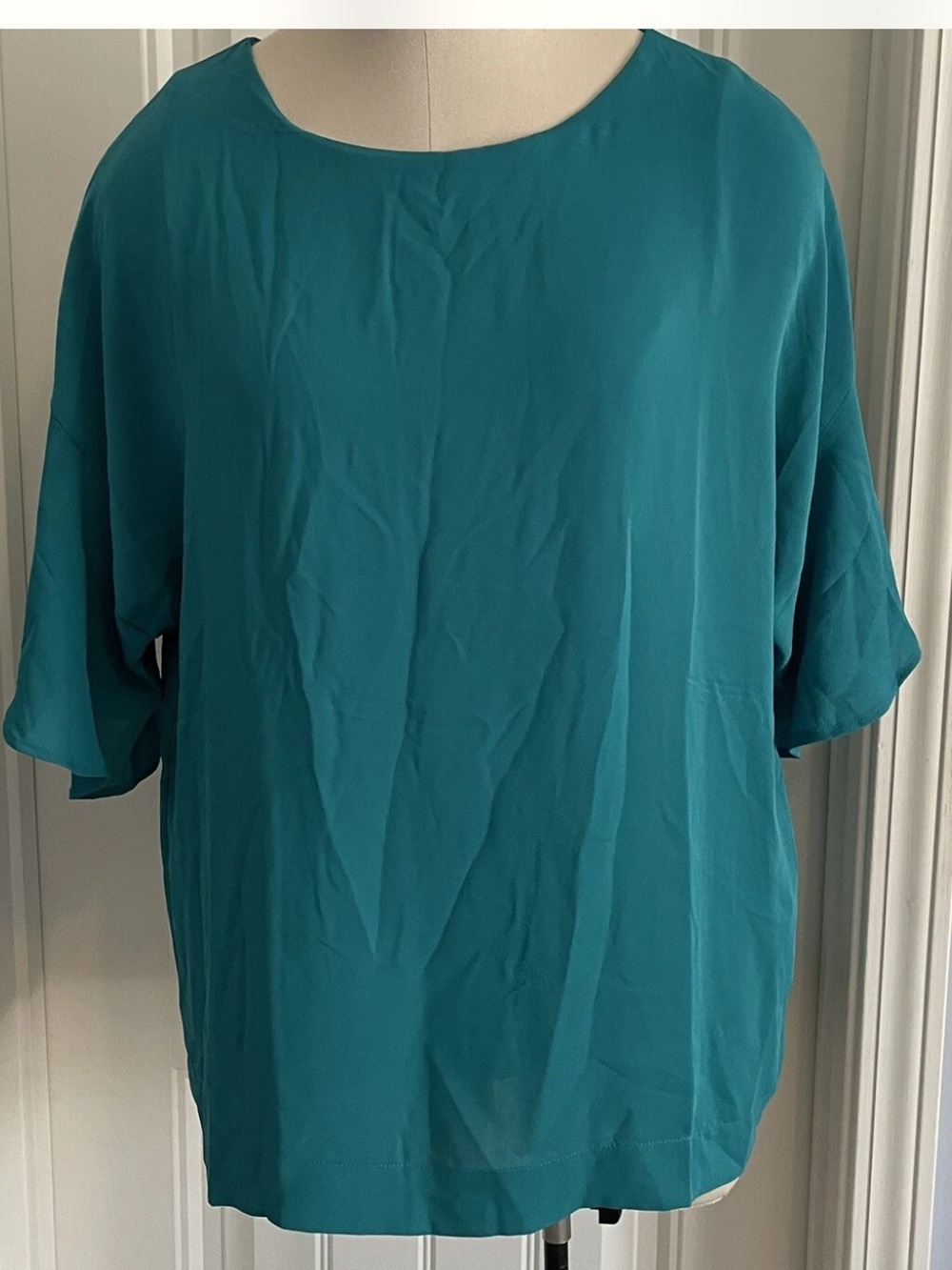 NEW J Jill Wearever Collection XS Green Short Sleeve Lightweight Blouse Top